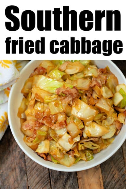 Old Fashioned Southern Fried Cabbage With Bacon In Dutch Oven