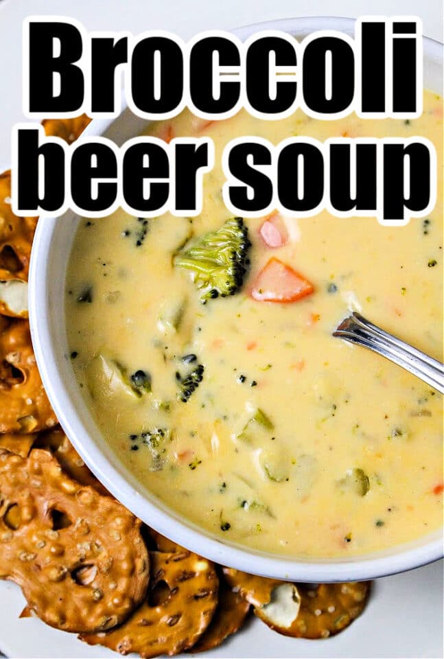 Creamy Broccoli Beer Cheese Soup in Dutch Oven or Pot