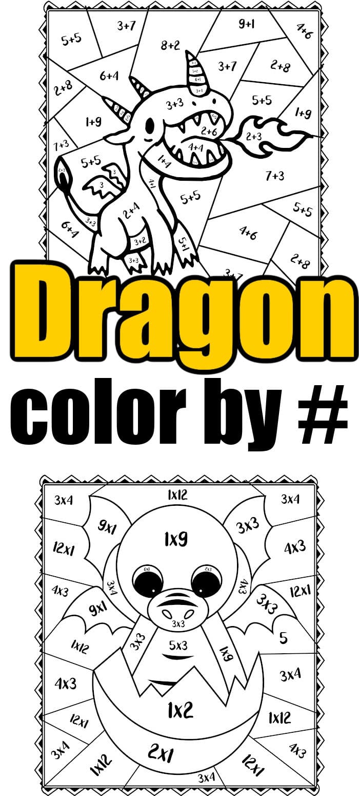 Free Color by Number Dragon Printables