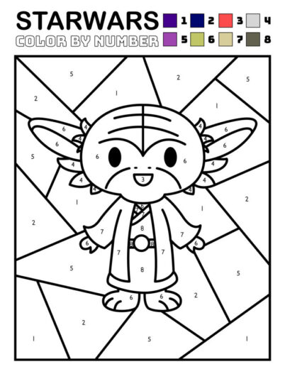 Free Coloring Pages Star Wars Color by Number Printables - Baby Yoda