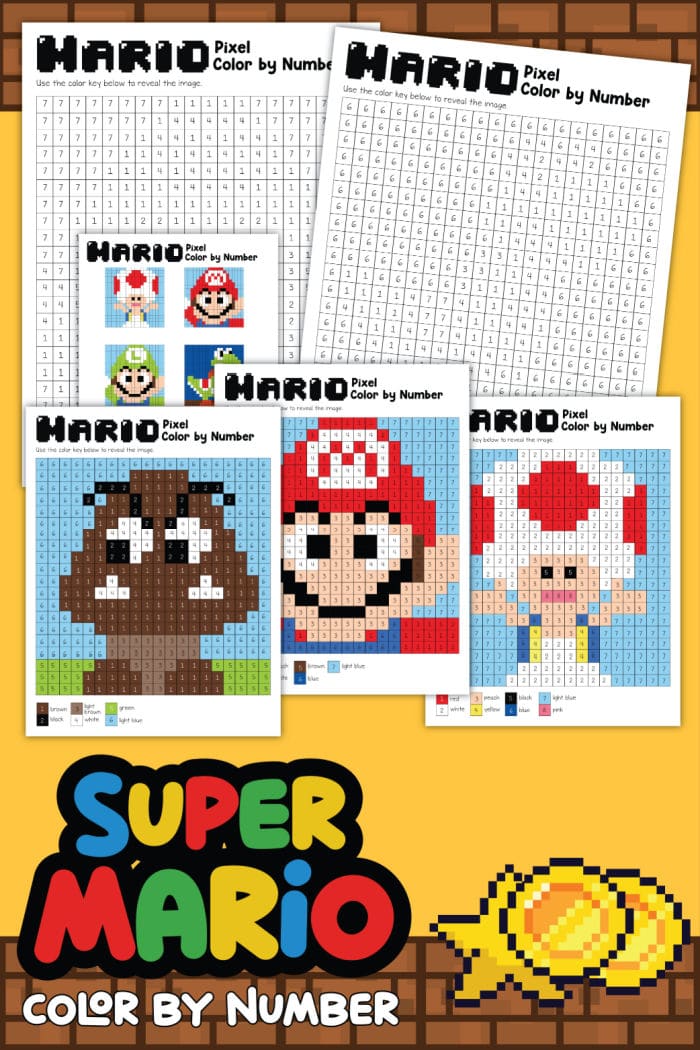 Free Color by Number Mario Pages Pixel Color by Number