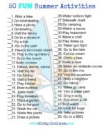 PDF Printable Free Summer to do List for Kids - Bucket List
