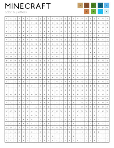 Free Minecraft Color by Number Pixel Art Printables