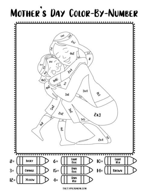 Free Mothers Day Color by Number PDF Coloring Pages