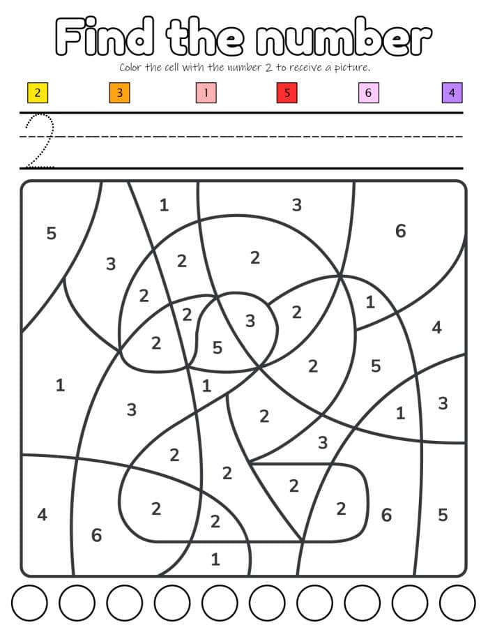 Free Number Recognition Worksheets - Number Color by Number