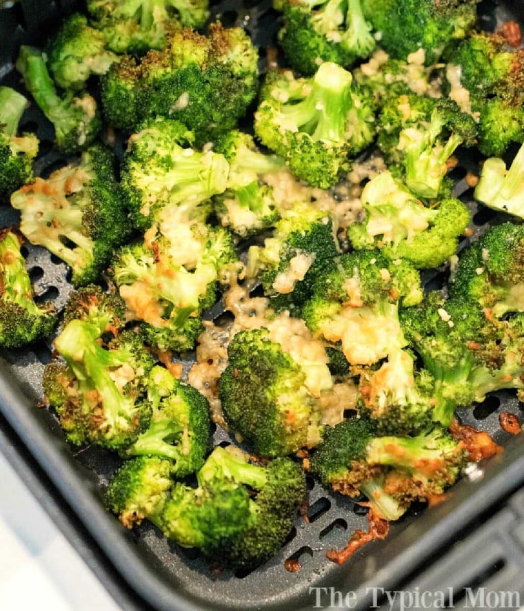 Parmesan Broccoli in Air Fryer Air Crisp Ninja Foodi Broccoli