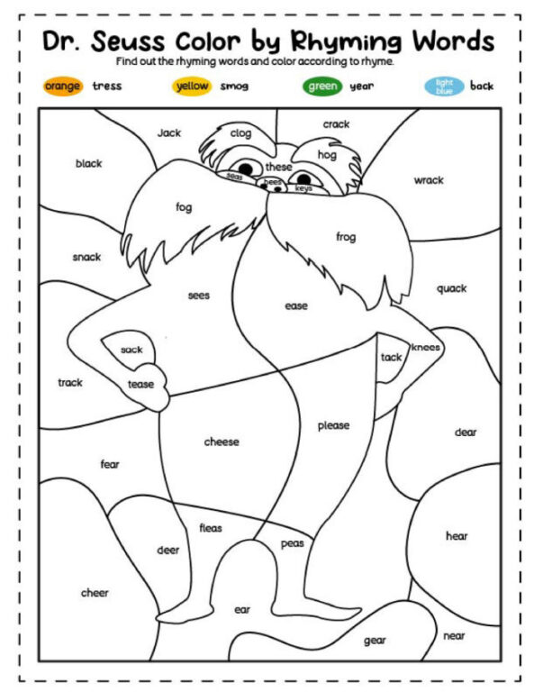 Dr Seuss Coloring Pages Dr Seuss - Lorax Coloring Page 593x768
