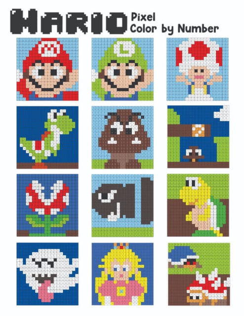 Free Color by Number Mario Pages - Pixel Color by Number