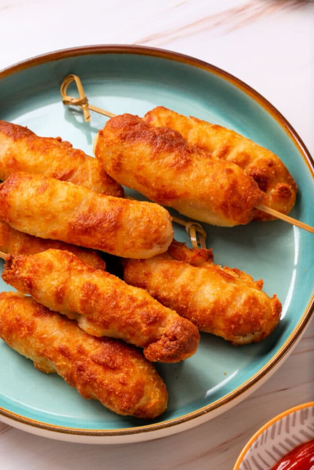 Homemade Corn Dogs in Air Fryer without Cornmeal Ninja Foodi