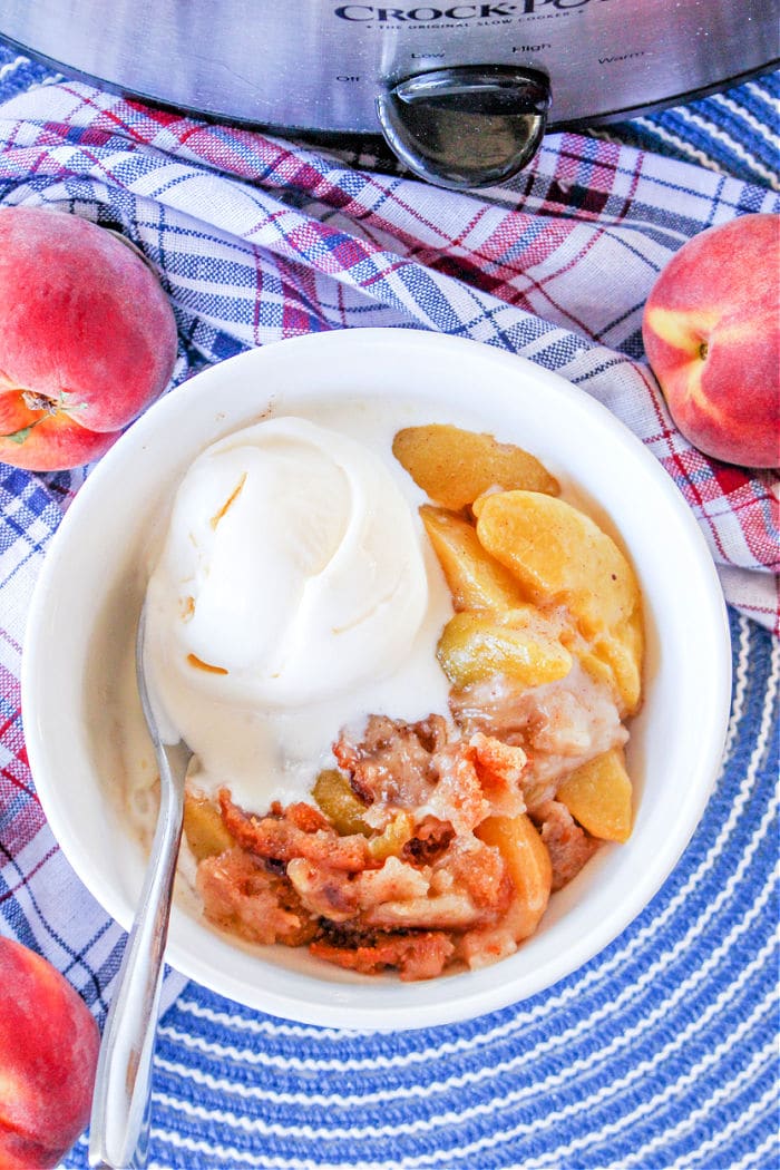 Check out the recipe for Ninja Creami Peach Cobbler Frozen Yogurt: See the  post for more details., Recipe