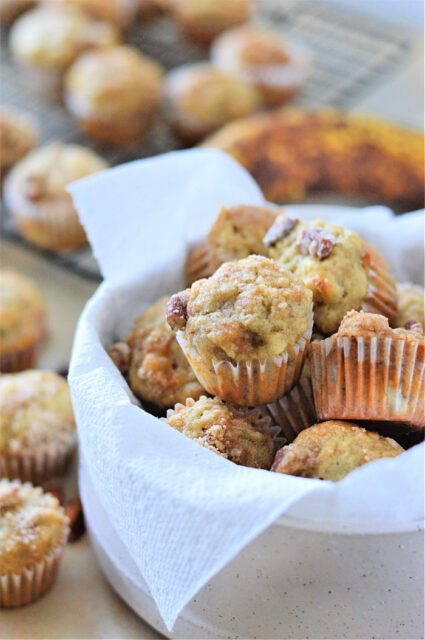 Mini Banana Muffins - Mini Banana Bread Chocolate Chip Muffins