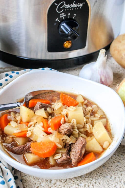 Beef Barley Soup in Crockpot - Slow Cooker Barley Potato Soup