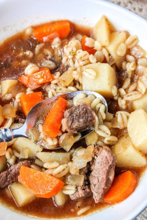 Beef Barley Soup in Crockpot Slow Cooker Barley Potato Soup