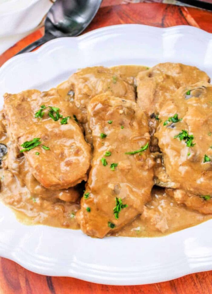 Fall Apart Boneless Slow Cooker Pork Chops and Gravy Recipe