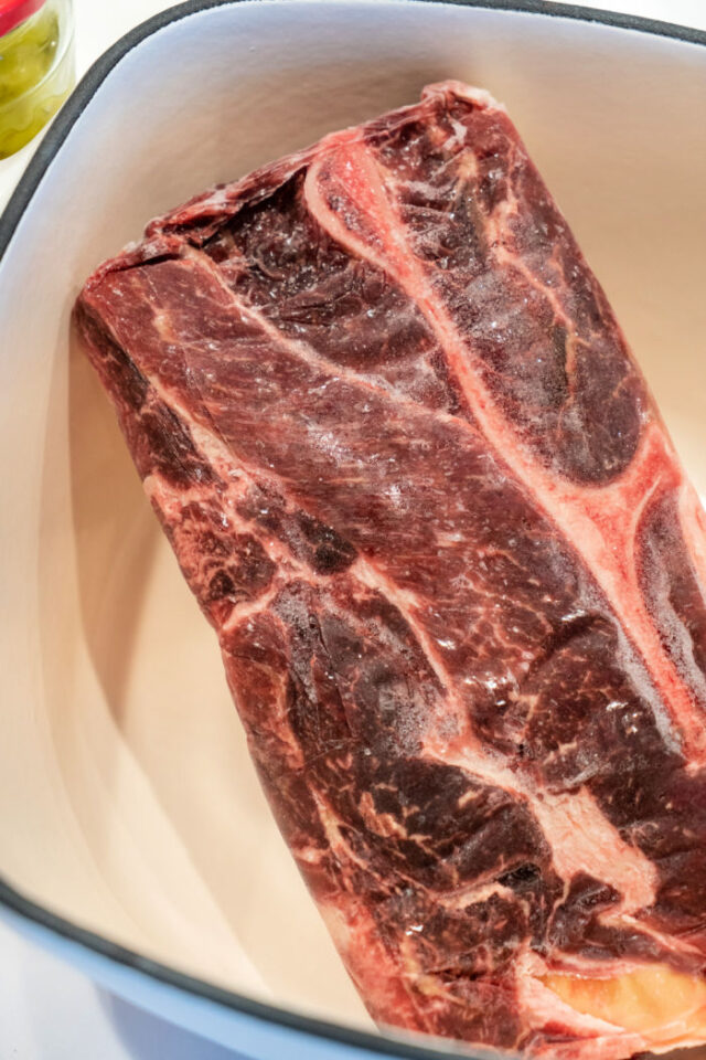 Shredded Beef From Frozen in Dutch Oven Just 3 Ingredients!