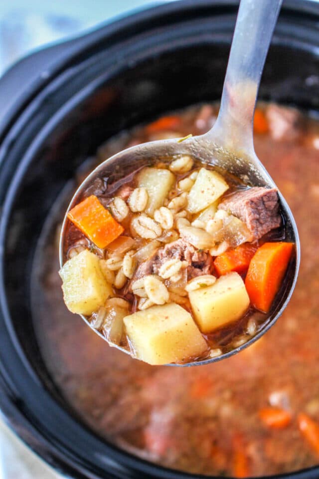 Beef Barley Soup in Crockpot Slow Cooker Barley Potato Soup