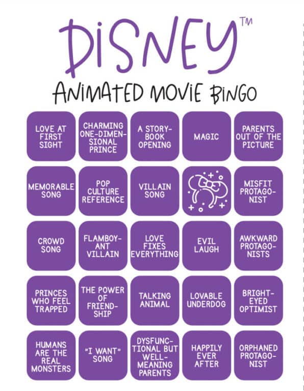 Free Disney Bingo Game Disney Birthday Party Printables