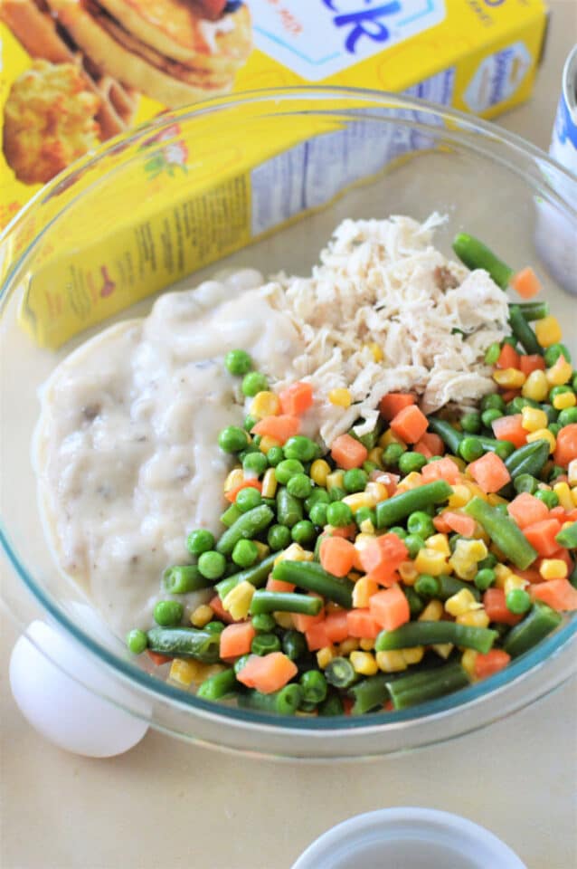 Chicken Bisquick Pot Pie with Frozen Vegetables or Canned VegAll