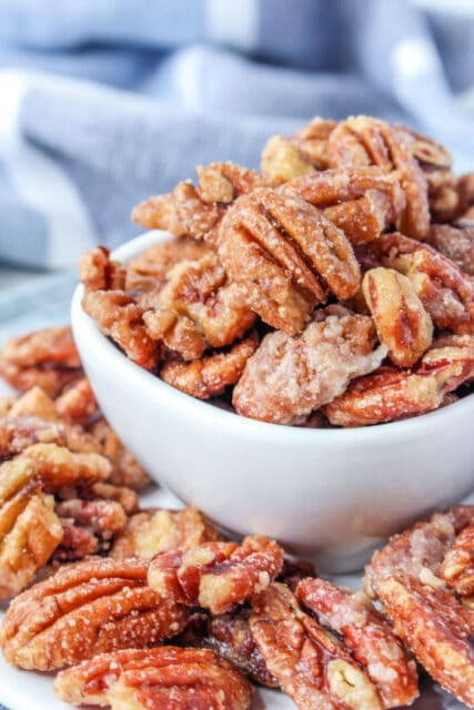 Quick Candied Pecans on Stove top with No Egg