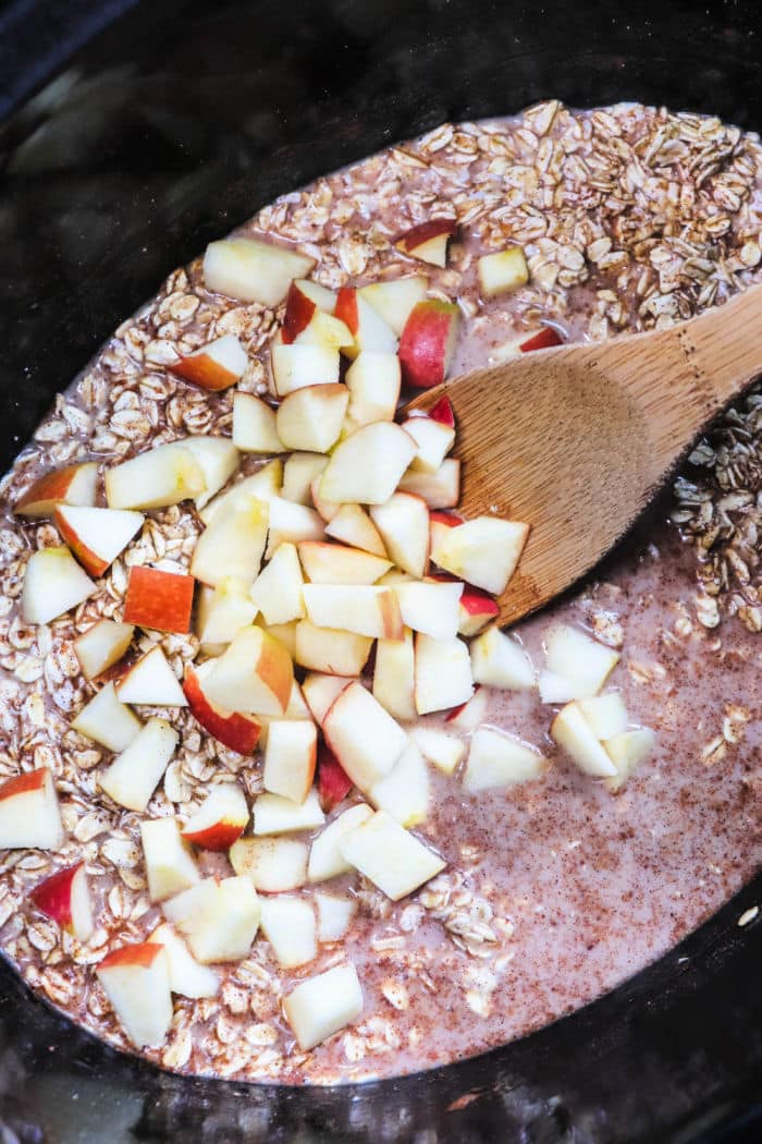 Slow Cooker Oatmeal with Cinnamon and Applesauce - Annie's Noms