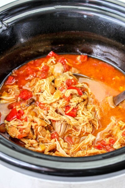 Slow Cooker Mexican Shredded Chicken Thighs with Rotel