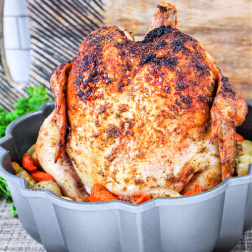 Rotisserie Chicken in Oven Bundt Pan Chicken and Vegetables