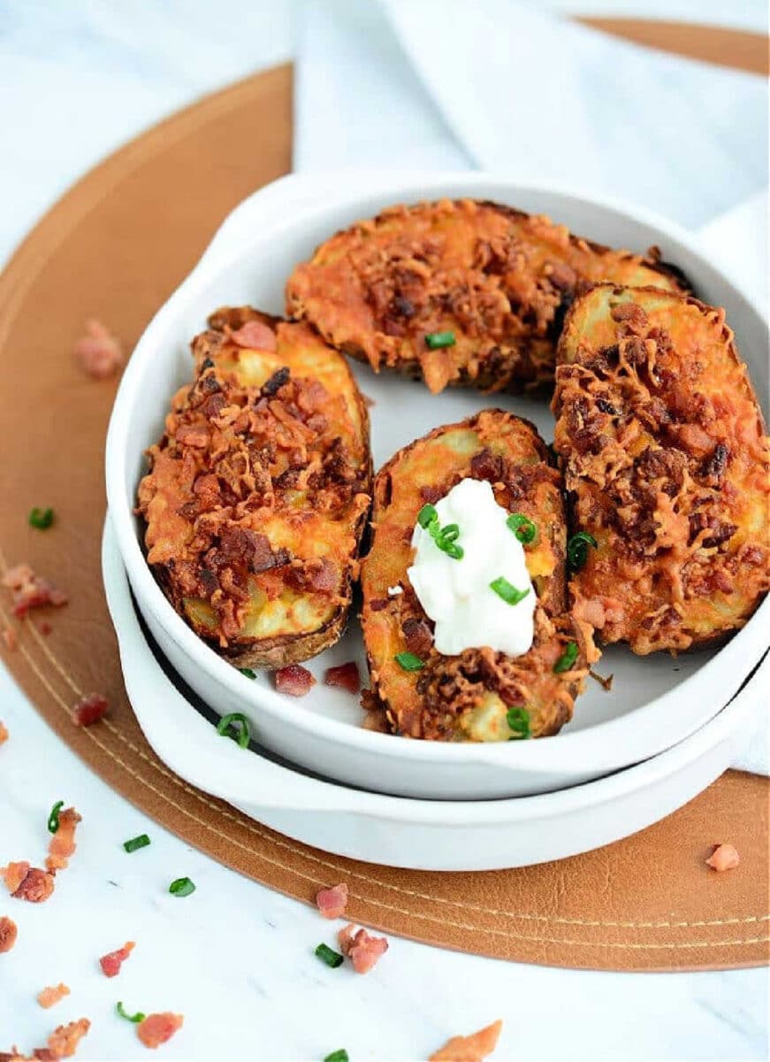 Loaded Air Fryer Potato Skins Ninja Foodi Potato Skins Recipe