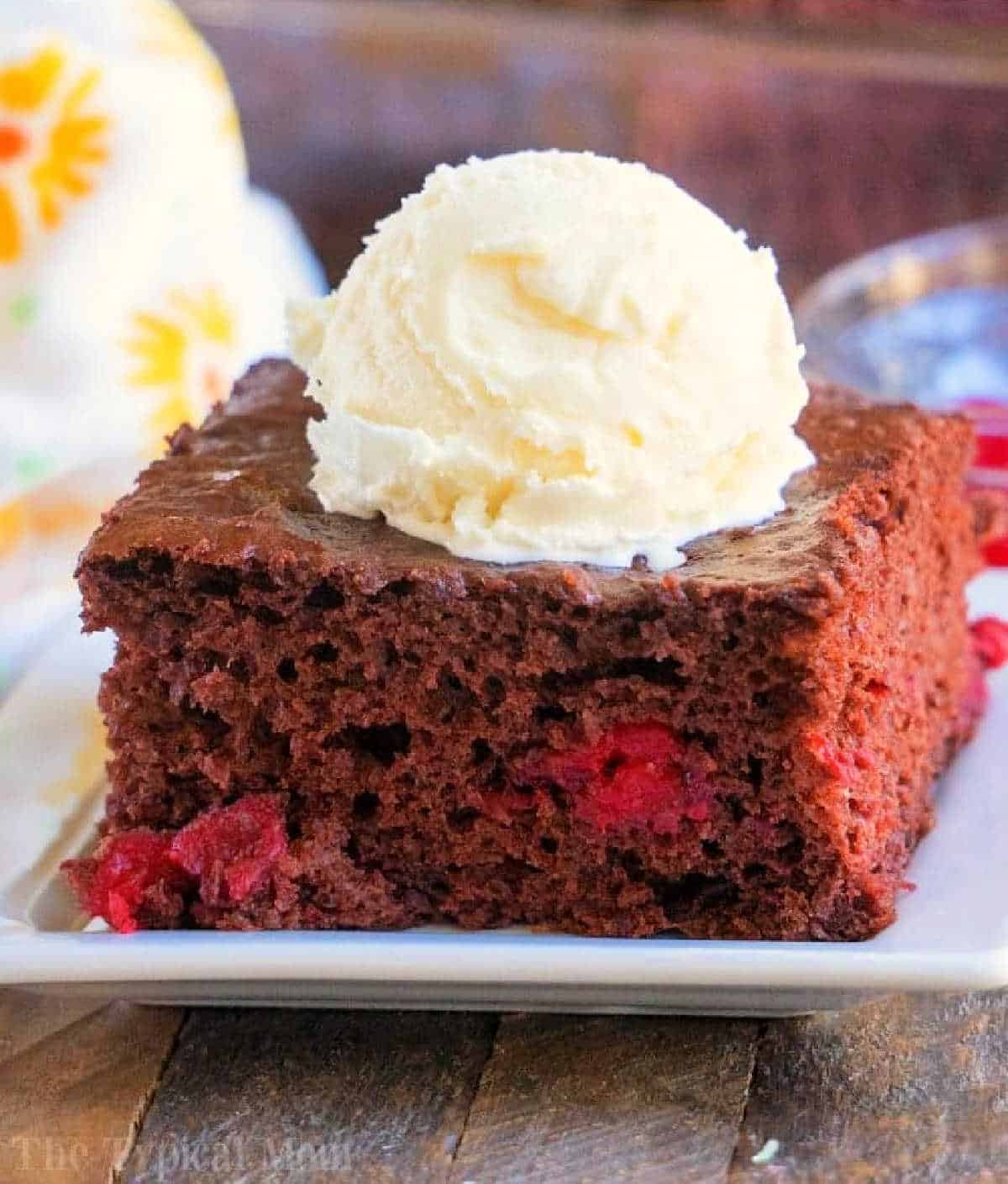 Chocolate cake with store cherry pie filling