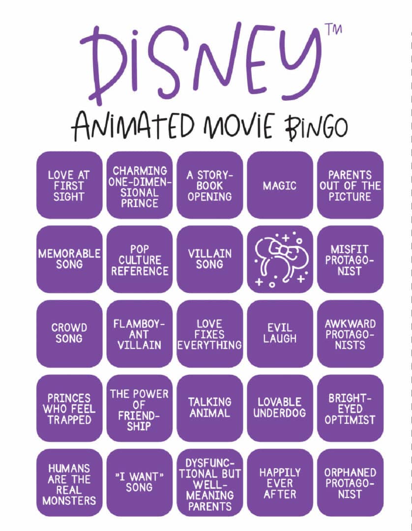 Free Disney Bingo Game PDF - Disney Birthday Party Printables