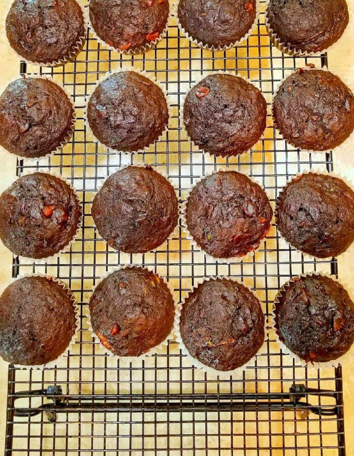 Zucchini Chocolate Banana Muffins