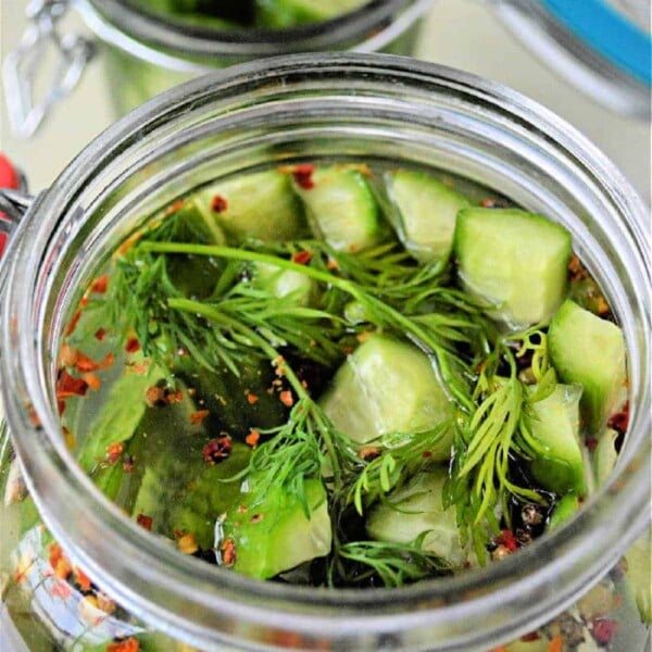 Discover how to make pickles at home with this delightful duo: two jars filled with crisp cucumber pickles, fresh dill, and aromatic spices.