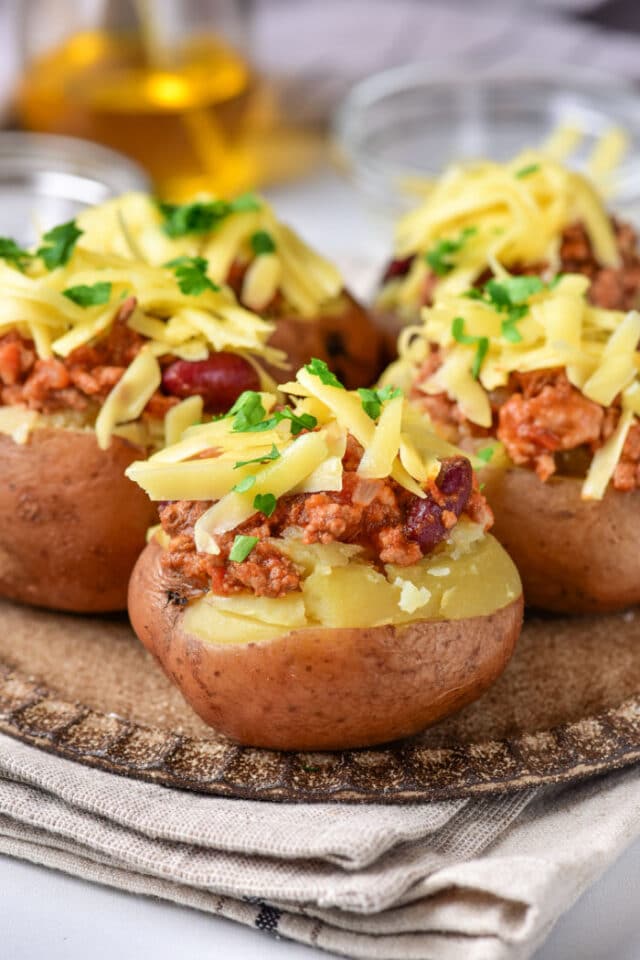 Chili Baked Potato Baked Red Potatoes in foil Russets in Oven