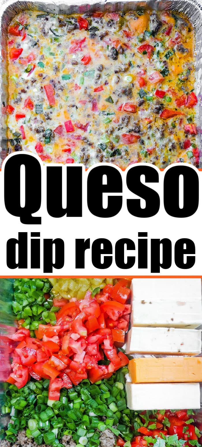 Baked Queso Dip with Meat in Oven with Ground Beef or Sausage