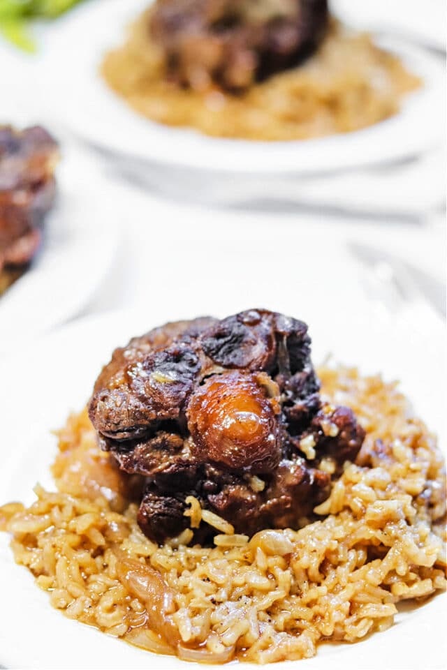 Oxtails and Rice Cooked Together Ox Tail One Pot Meal