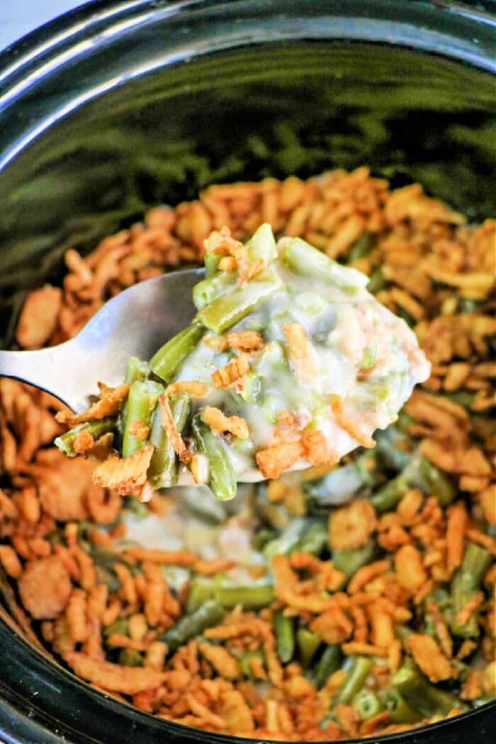 Slow Cooker Green Bean Casserole - The Salty Marshmallow