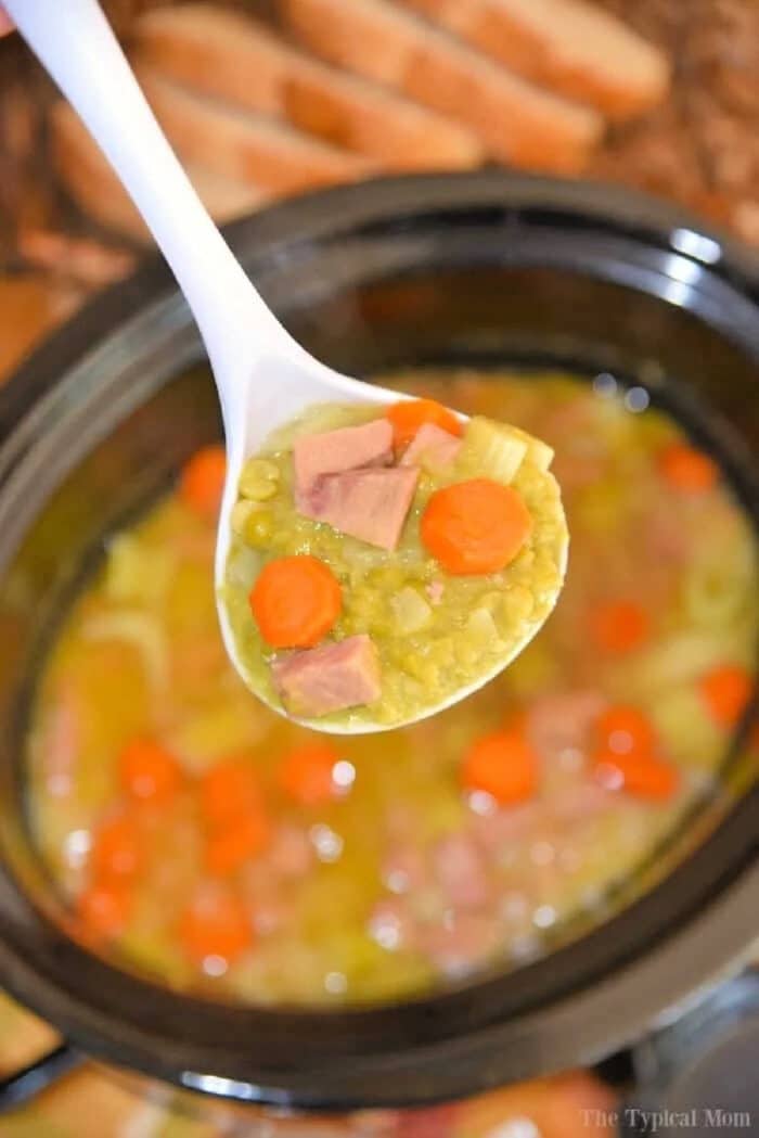 Easy Slow Cooker Split Pea Soup with Ham - Leftover Ham Soup