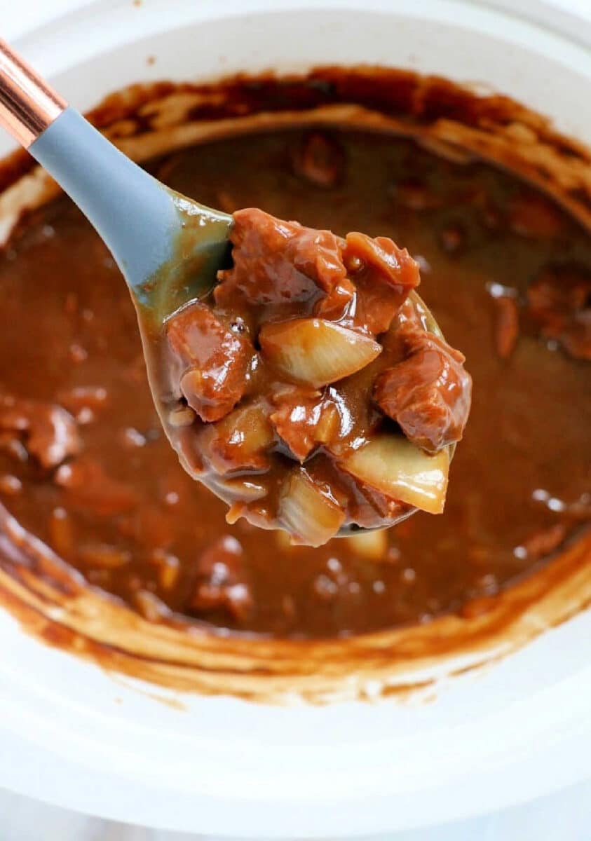 Slow Cooker Beef Tips and Gravy Crockpot Stew Meat Recipe