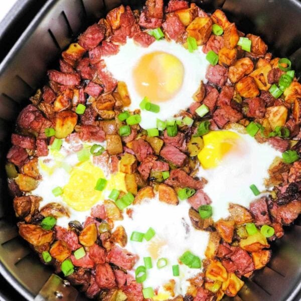 Air Fryer Corned Beef Hash and eggs