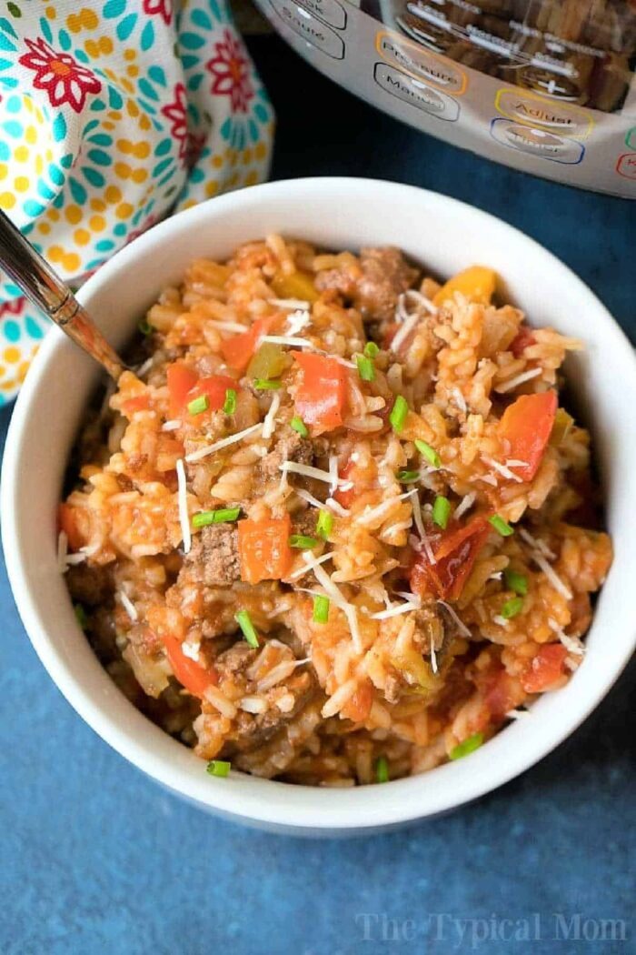 Instant Pot Stuffed Pepper Casserole with ground beef