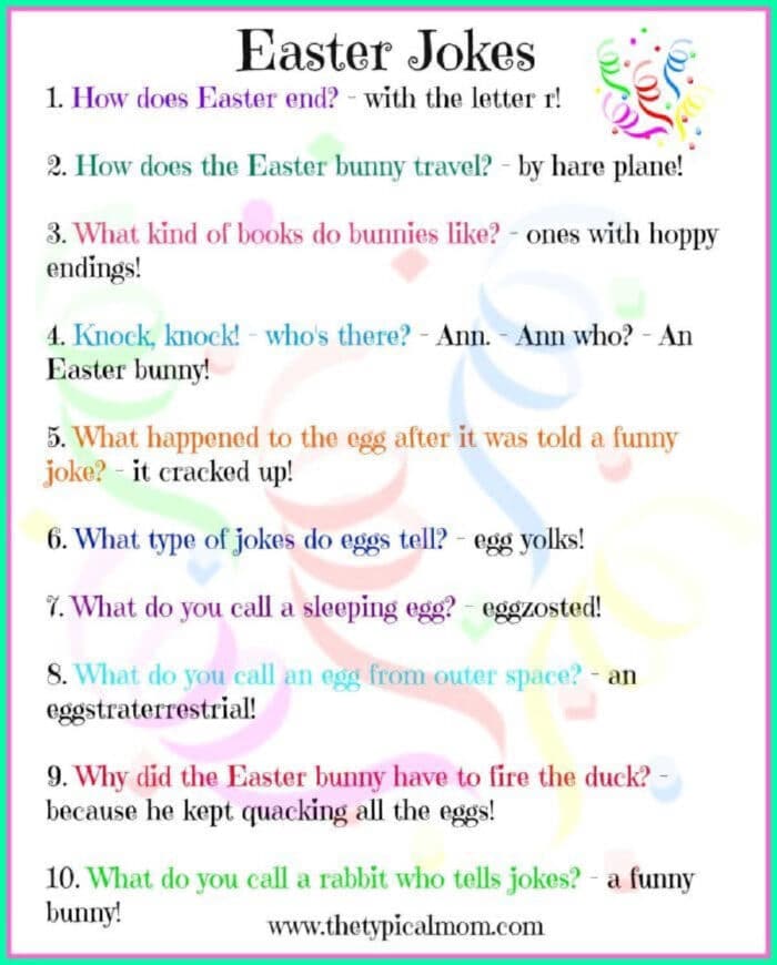 Printable Free Easter Jokes for Kids - Kids Easter Jokes