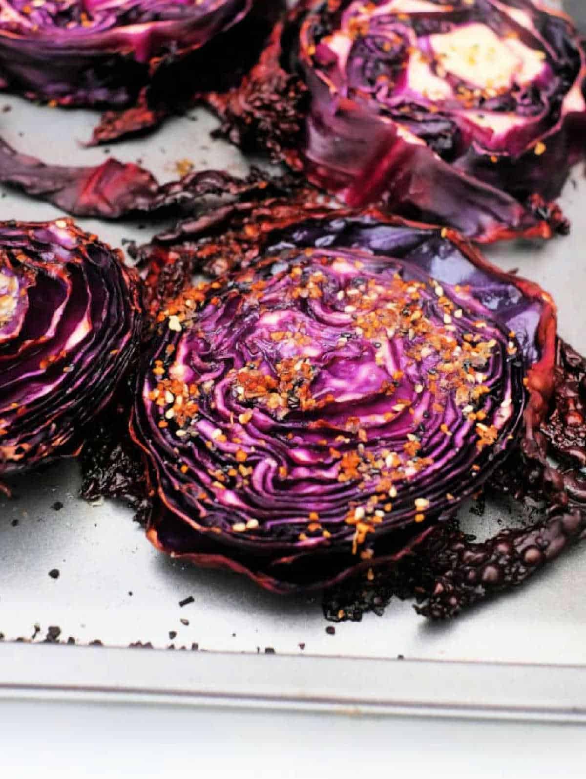 Buttery roasted red cabbage steaks 