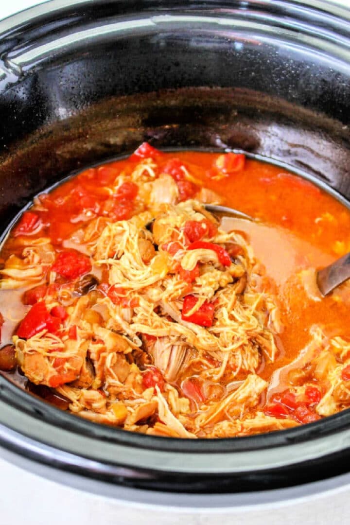 Slow Cooker Mexican Shredded Chicken Thighs with Rotel