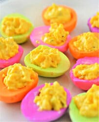 Easter Colored Deviled Eggs - Colorful Dyed Deviled Eggs