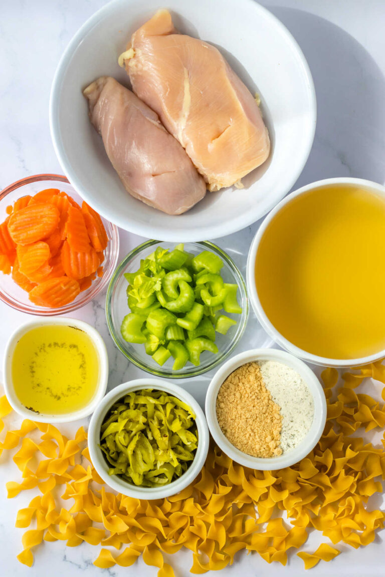 Egg Noodles and Chicken in Slow Cooker or Boiled on Stove top