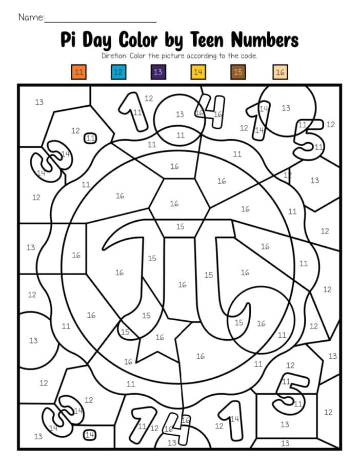 Pi Day Activities Pi Color by Number Pi Day Coloring Pages