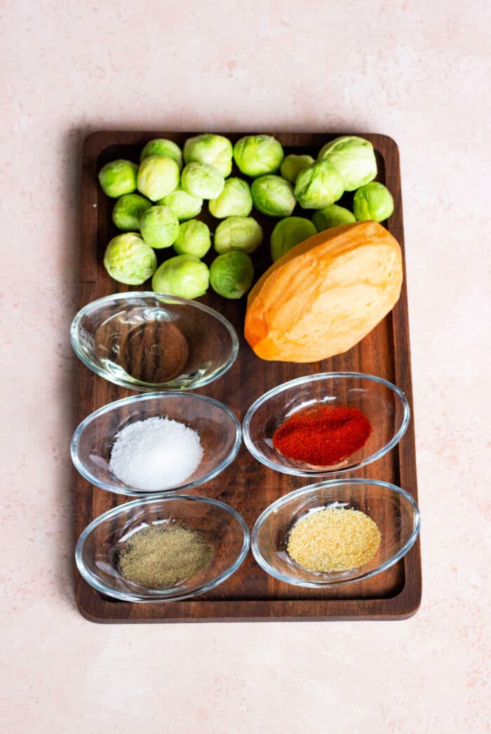 Roasted Brussel Sprouts and Sweet Potatoes