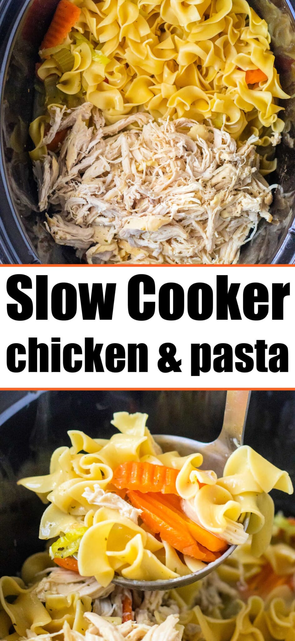 Egg Noodles and Chicken in Slow Cooker or Boiled on Stove top