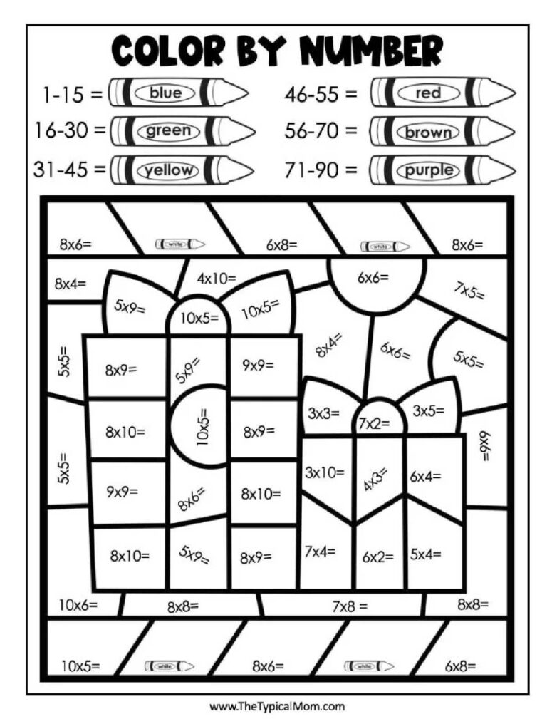 Free Multiplication Color by Number - Math Color by Number
