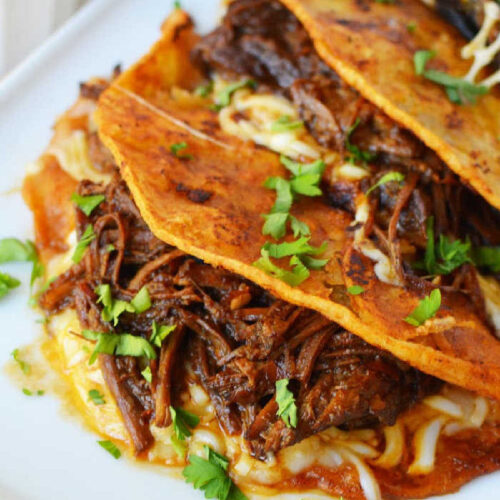 Chicken Birria Quesadillas Chicken Quesadillas with Birria Sauce