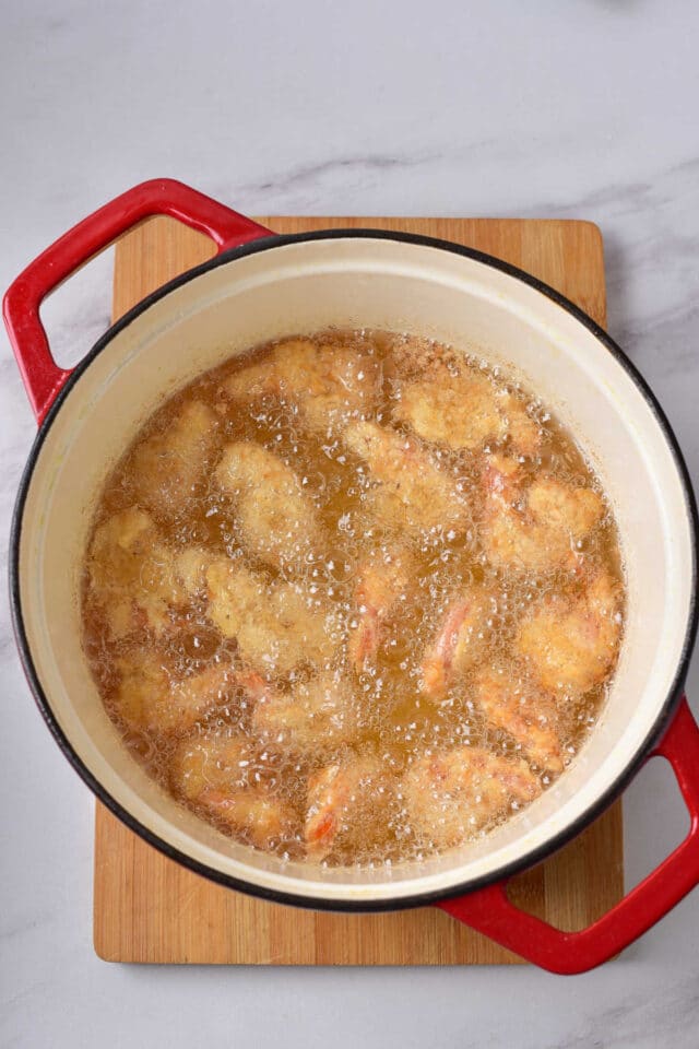 Frying Coconut Shrimp in Oil Deep Fried Shrimp with Coconut
